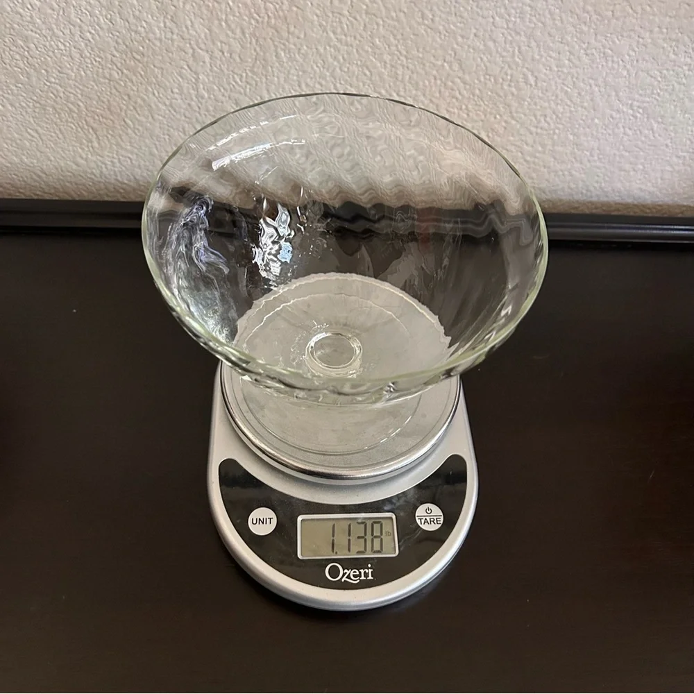Vintage  Clear Glass Footed Compote Bowl 7” Pedestal Dessert Dish Embossed